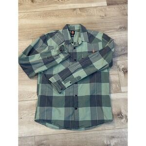 Volcom Mens Plaid Long Sleeve Button Up Shirt Size M Medium Green Surf Skate